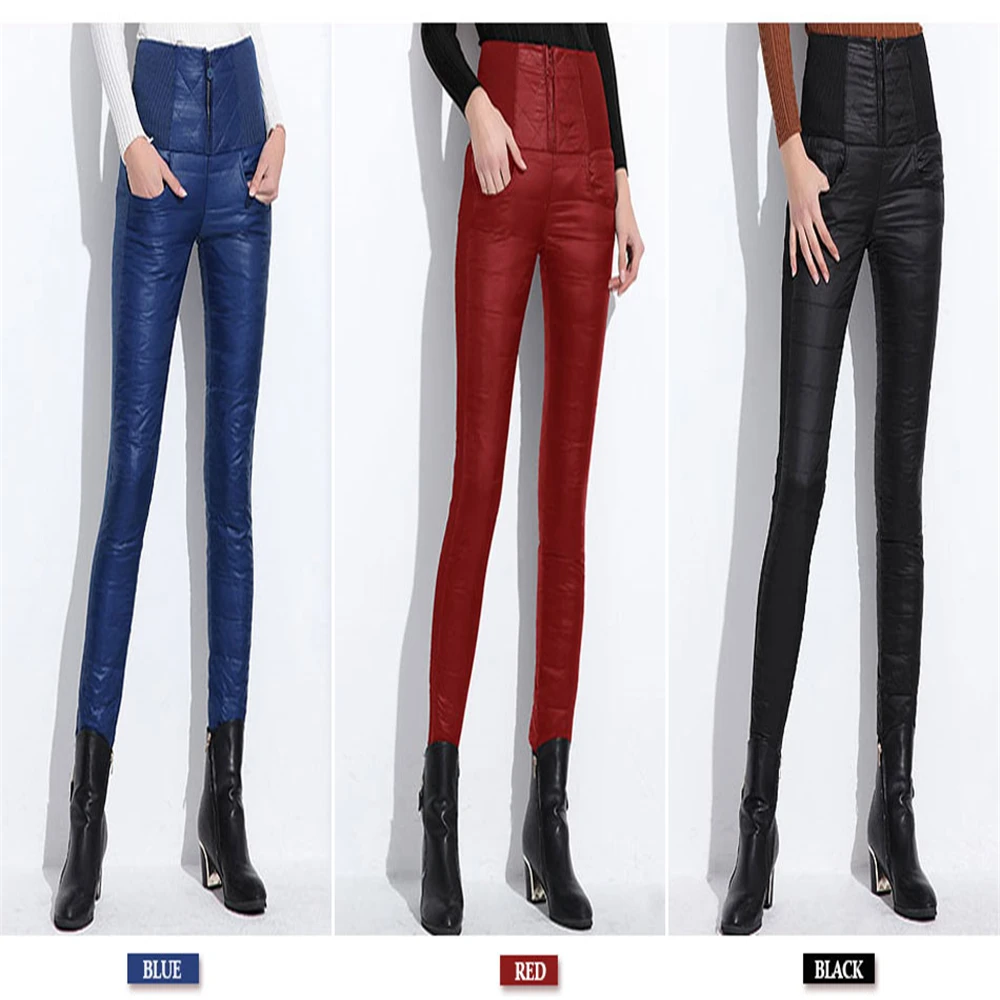 

Plus Size Velvet Trousers Thickening Slim Thermal Female Winter Women Down Pants Warm Trousers Legging High Waist Pants