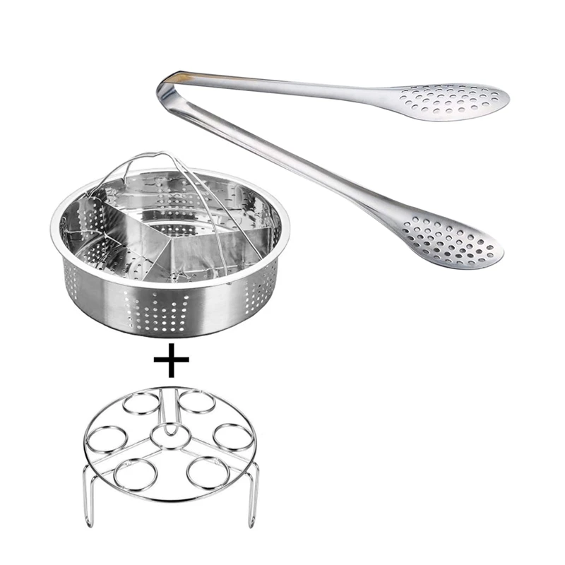 

Kitchen Tongs Stainless Steel Barbecue Clip With 3Pcs Pressure Cooker Accessories Stainless Steel Steam Basket