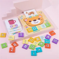 wooden two in one jigsaw toy number letter clock learning board operation children puzzle spell word montessori educational toy