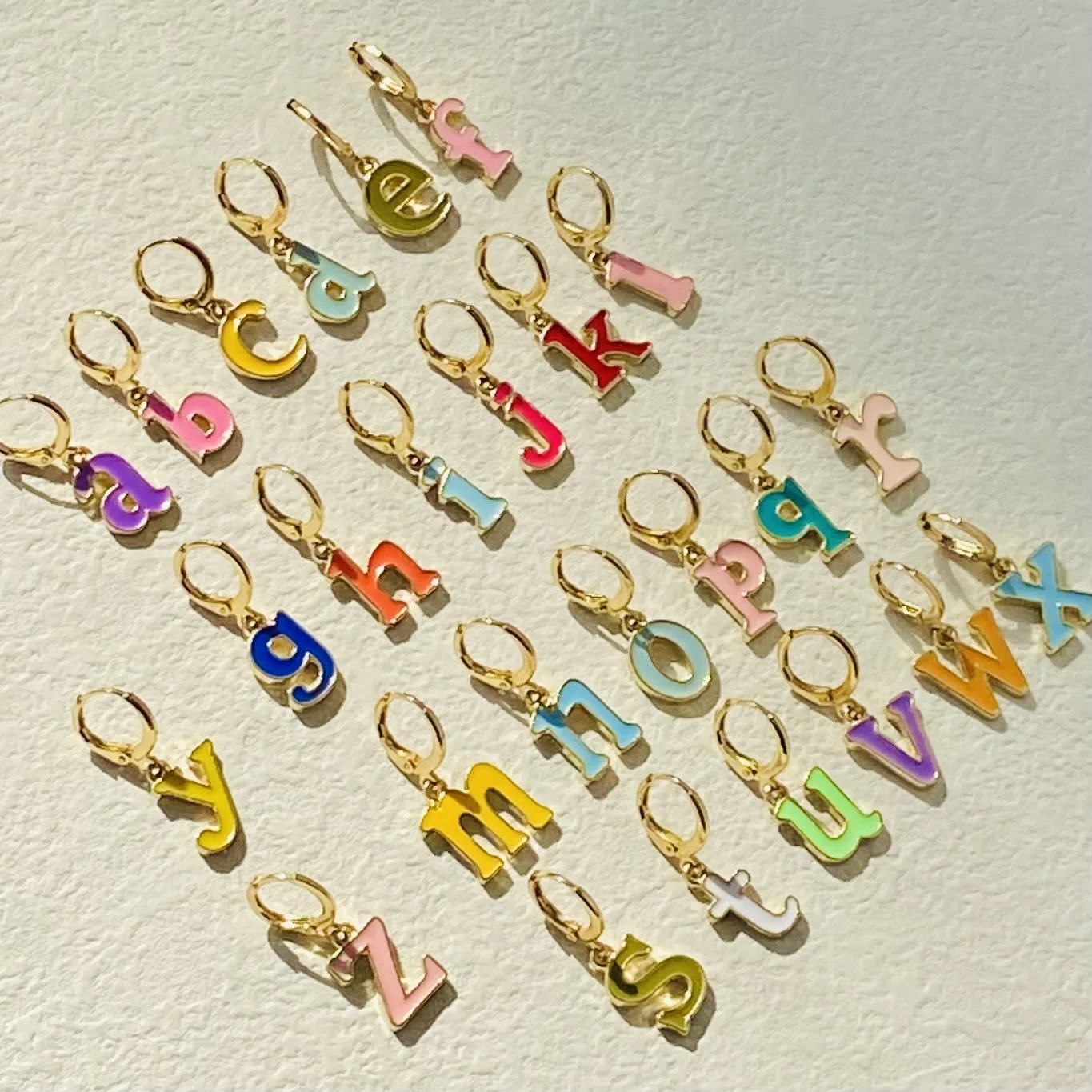 

A-Z 26 Initial Letter Earrings for Women Girls Colorful Enamel Letter Drop Earrings Alphabet Circle Hoop Earring Charm Jewelry