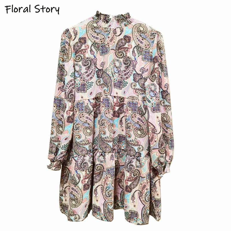 

Женское короткое платье с принтом пейсли, свободное Повседневное платье с цветочным принтом в стиле бохо, элегантное винтажное платье для о...