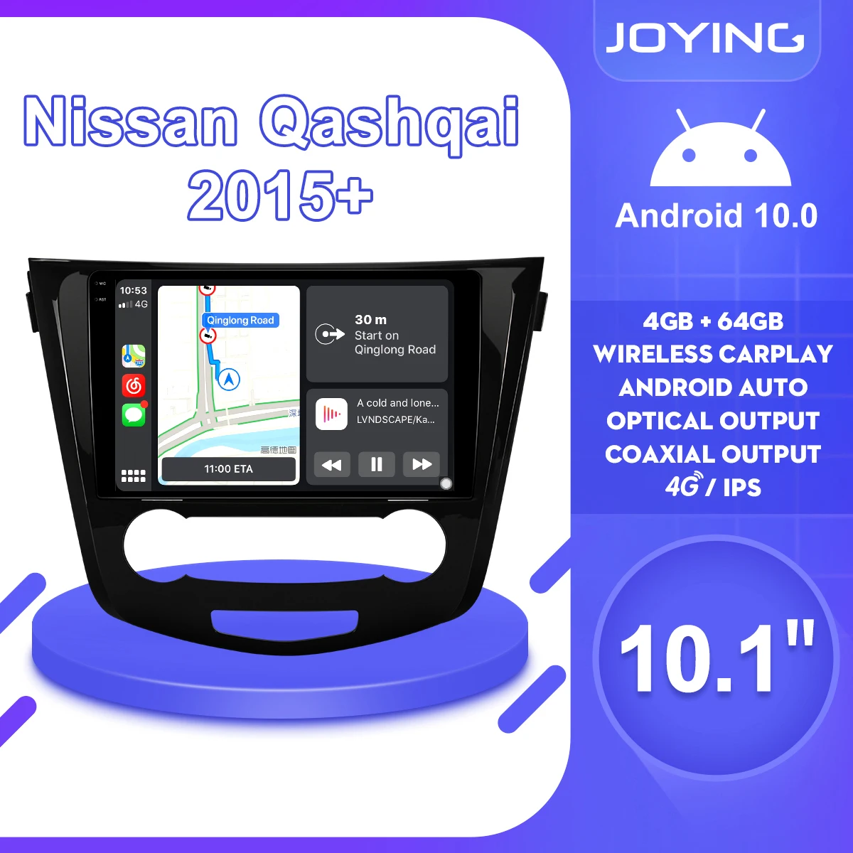 

10"Radio 1Din Android 10 Car Stereo Multimedia Head Unit For Nissan qashqai X-Trail 2015 + Wireless Carplay Steering Wheel OBD2
