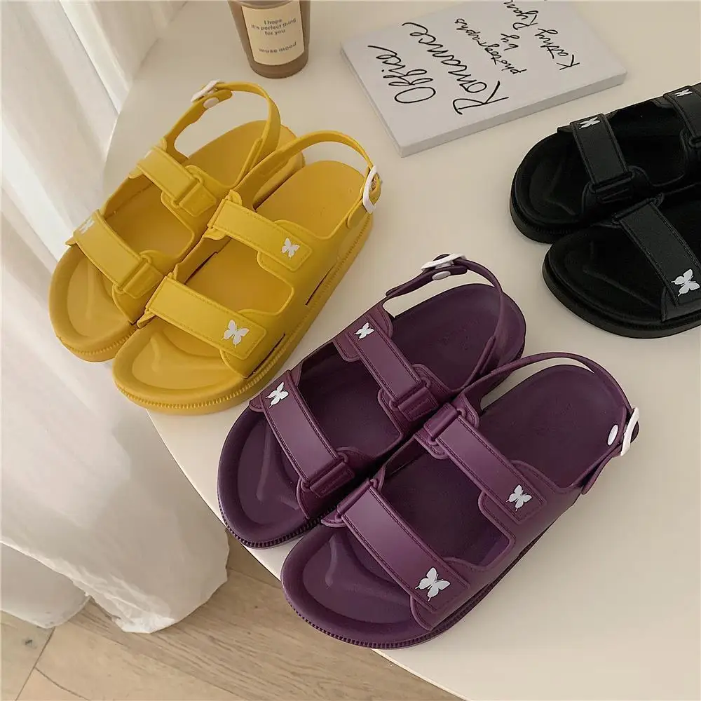 

Women's Sandals 2021 Lolita Platform Kawaii Shoes Summer Flip Flops Butterfly Casual Roman Vintage Fashion Female Flat Footwear