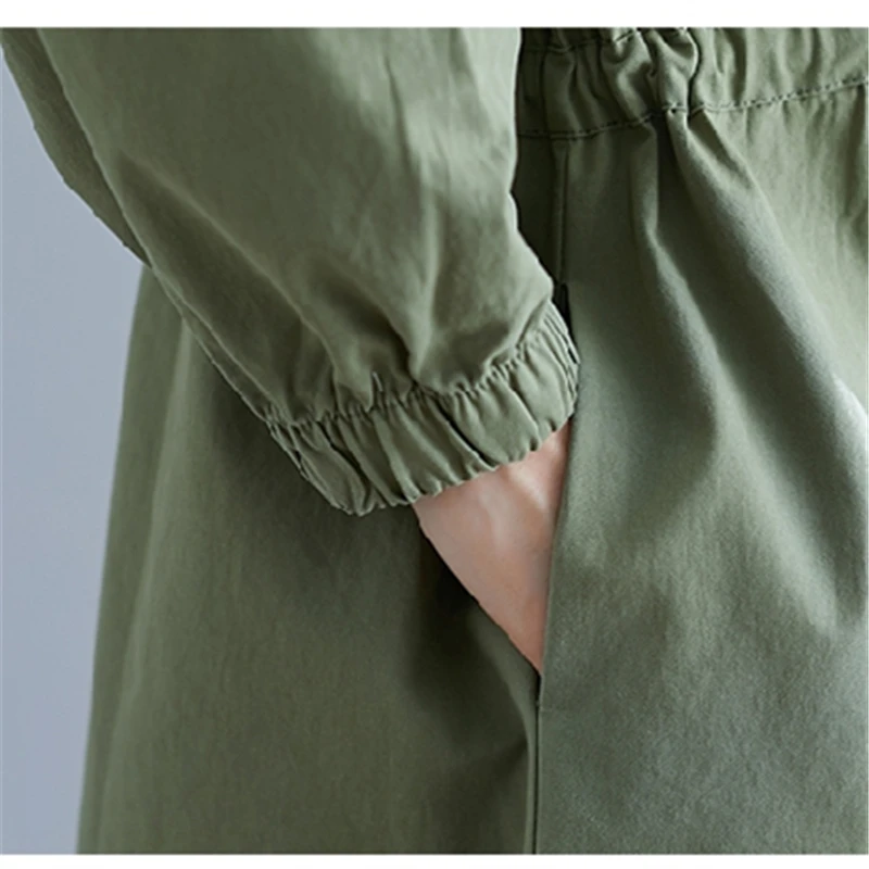 

2020 Loose Plus Size Mid-Length Solid Color Thin Windbreaker Women Spring New Single-Breasted Waist Drawstring Jacket Tide 045