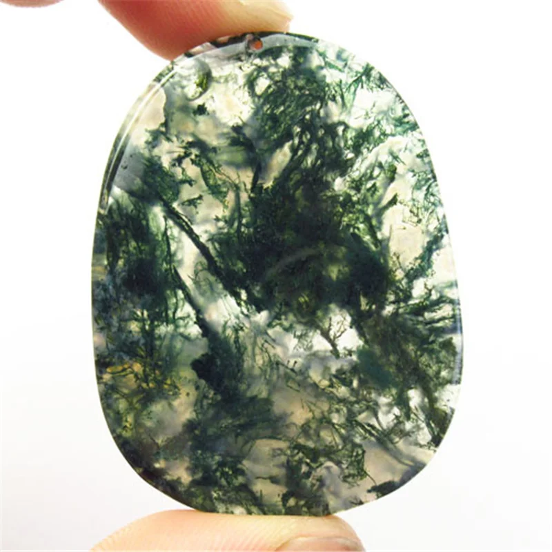 

SK60403 Carved Natural Moss Agate Eagle Pendant for woman gift wholesale 50x36x5mm