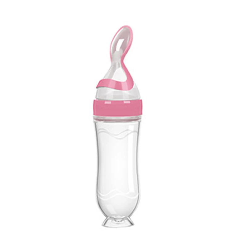 

90ML safe newborn silicone milk bottle feeding with spoon squeeze feeder food rice cereal bottle feeder supplementary food
