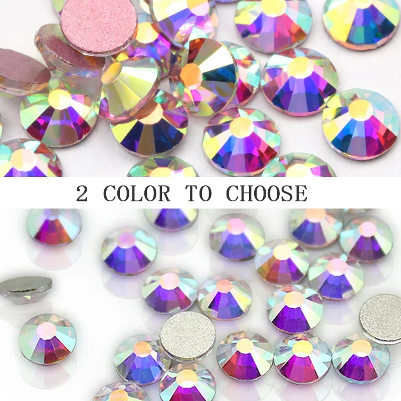 Высококачественное 3D украшение SS4-SS30 Золотая розовая основа кристалл AB плоская