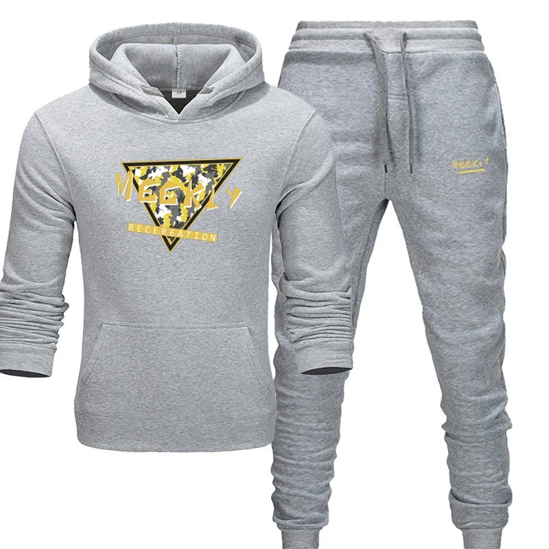 

MEEKLY Print Tracksuit Men Thermal Men Sportswear Sets Cotton Hoodie+Pants Sporting Suit Casual Sweatshirts Sport Suit