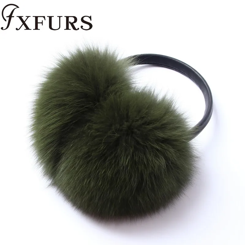 Женские меховые наушники FXFURS модные милые большие из лисьего меха теплые ушанки