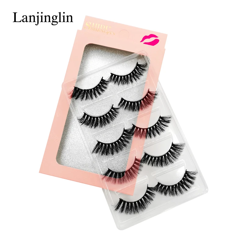 LANJINGLIN, 4/5 пар, норковые ресницы, натуральные, длинные, 3d, норковые накладные ресницы для наращивания, пушистые, без грубости, макияж, накладные ресницы