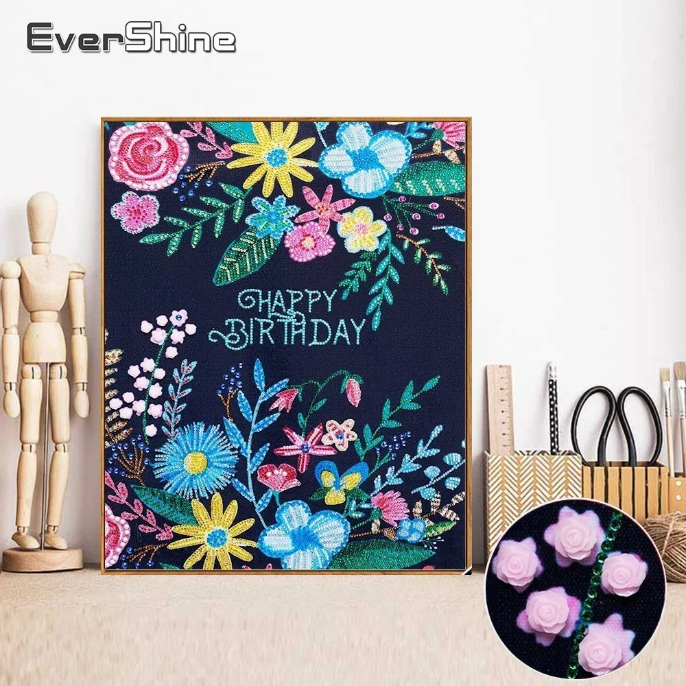 

EverShine алмазная живопись особой формы 5D, цветы, алмазная вышивка, мультяшная картина стразы, Алмазная мозаика ручной работы