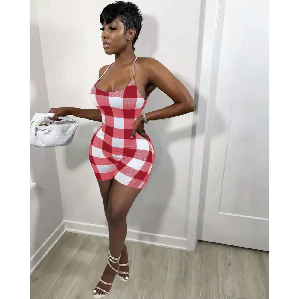 Женские классические клетчатые комбинезоны с принтом тонкие облегающие без