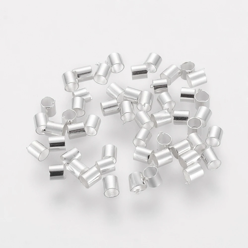 

10 g Brass Crimp Beads, Cadmium Free & Lead Free, Tube, Silver Color Plated, 2.5x2.5mm, Hole: 2mm; about 550pc/10g