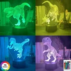 Светодиодный ночник с милым динозавром, лампа с 3D иллюзией, украшение для спальни светодиодный светодиодсветильник лампа, экшн-фигурка, атмосфера, прикроватный светильник, детская игрушка для мальчиков, подарок