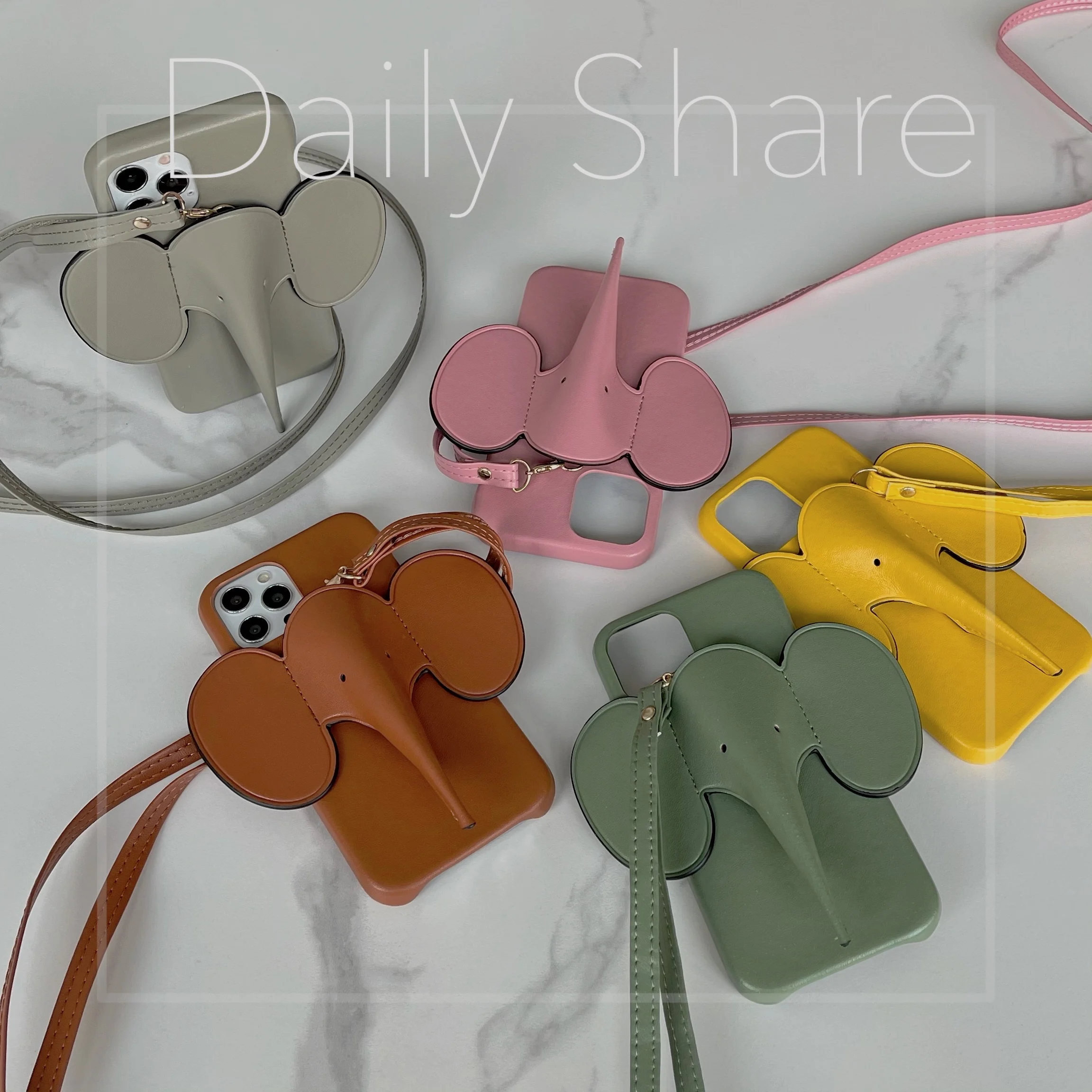luxury brand leather elephant lanyard phone case for iphone 11 12 pro max xs max xr x 7 8 plus crossbody bag strap cover free global shipping
