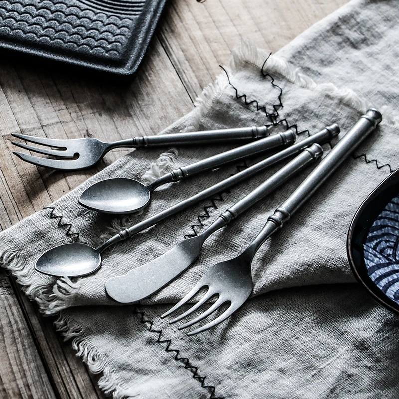 

Art Nordic Tableware Set Vintage Stainless Steel Cutlery Set Modern Home Decor Gift Cuberteria Kitchen Accessories BK50CJ