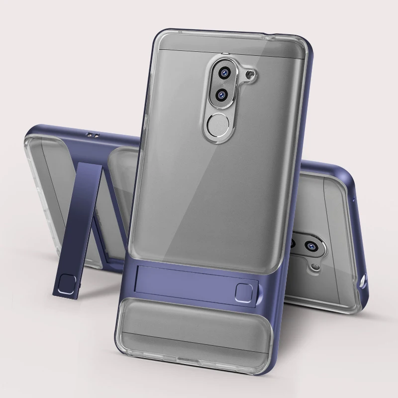 Задняя крышка для Huawei Honor 6X силиконовый термополиуретановый чехол PC 360 3D стенд телефонные футляры Honor6X GR5 Коврики 9 Lite Коврики 9 Коврики 9 Lite - Цвет: Crystal Navy