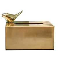tissue box metallic materials copper bird or deer decoration rectangle or square luxury style gold finished free shipping