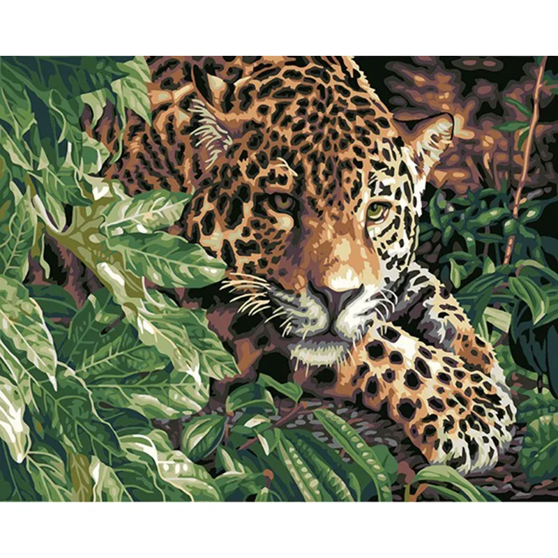 Lone Tiger Gaze Paint By Numbers Coloring Hand Painted Home Decor Kits Drawing Canvas DIY Oil Painting Pictures By Numbers