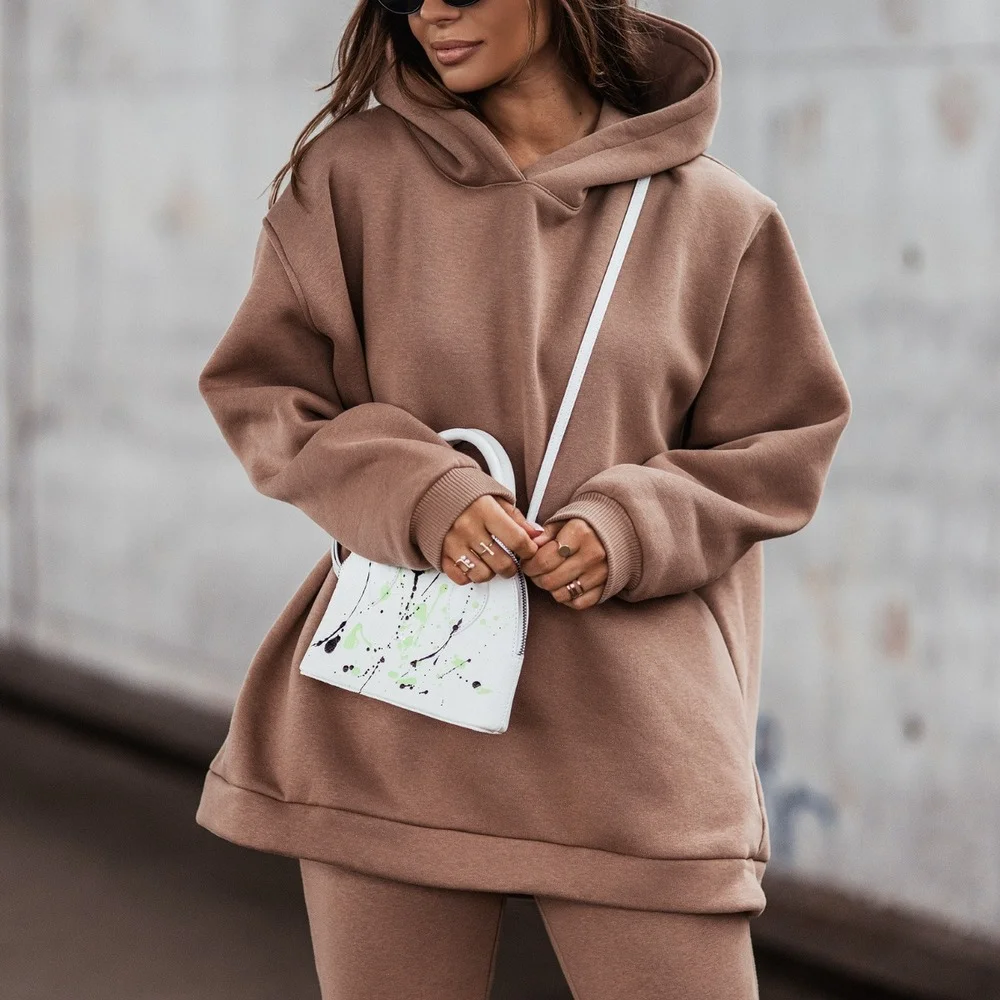 

2021 Autumn Winter Women Hoodies Sweatpants Suit Solid Hooded Tracksuits Outfits 2 Piece Set Pullovers Sweatshirt Streetwear Y2K