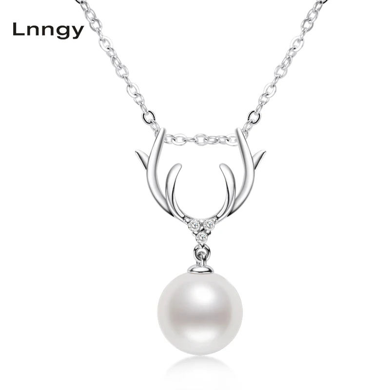 

Lnngy ожерелье из стерлингового серебра 925 пробы 8-8,5 мм подлинный пресноводный жемчуг кулон ожерелье для женщин девушек с серебряной цепочкой ...