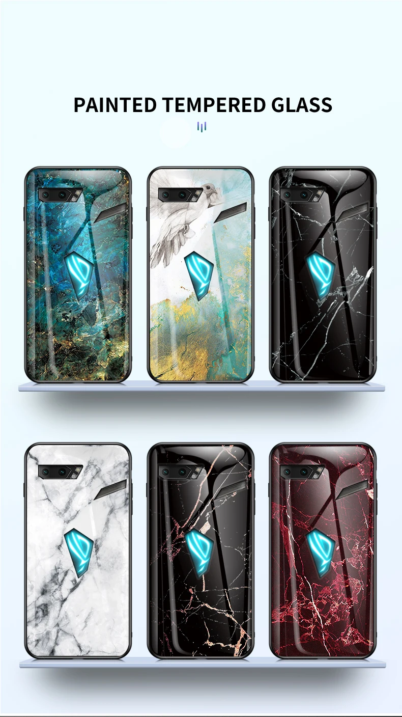 Чехол для Asus ROG Phone 2 ZS660KL, роскошный стеклянный мраморный стеклянный гибридный мягкий силиконовый Жесткий Чехол для Asus ROG 2, чехол для телефона