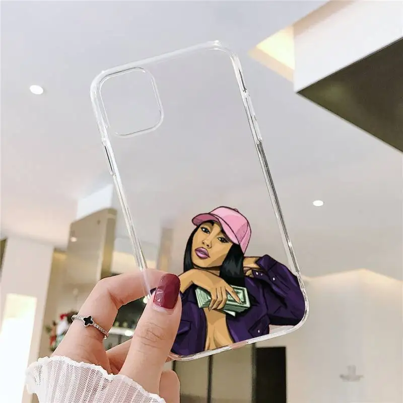 

black girl Phone Case Transparent for iPhone 11 12 mini pro XS MAX 8 7 6 6S Plus X 5S SE 2020 XR