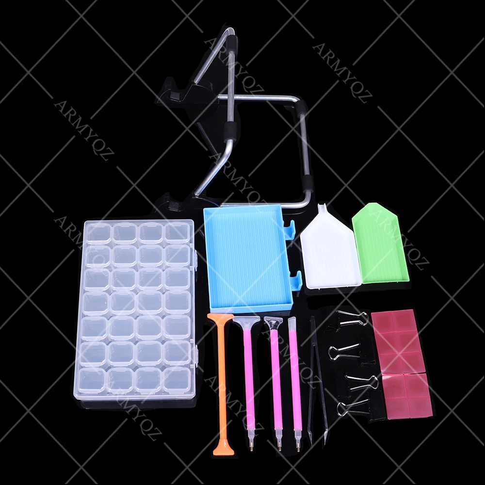 

Square Diamond Painting Tools Accessories Set Pen Clay Tray Diamond Embroidery Tray Box Sets Diamond Paint Kits Stand and Clips