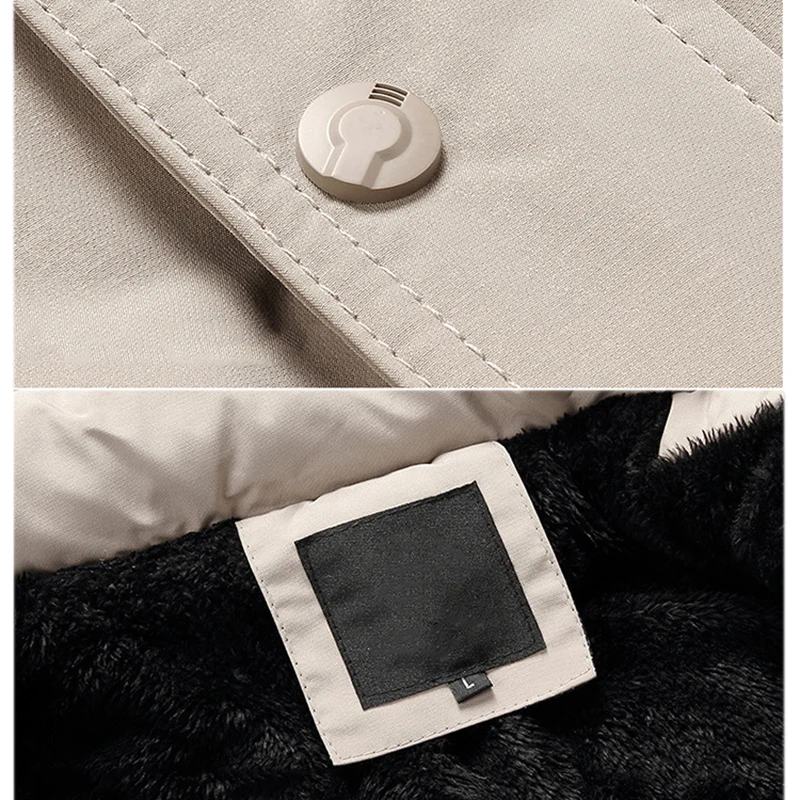 

Men's Coat White Plush Coat Winter Cotton Coat Hooded Warm Outwear with Zipper BMF88