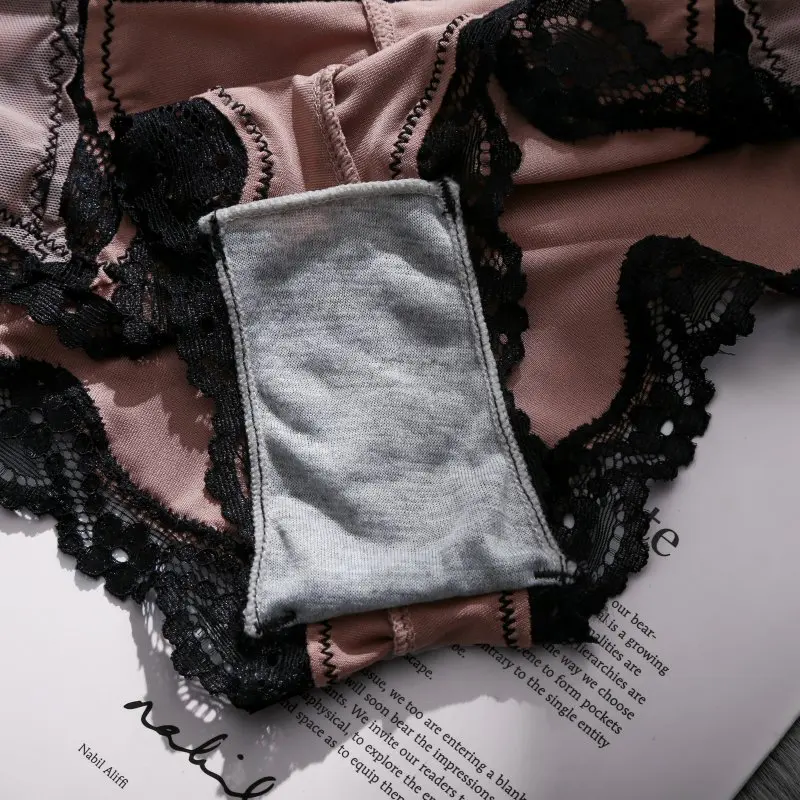 Женские кружевные трусики с бантиком нижнее белье низкой талией треугольные для