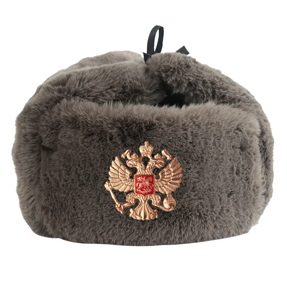 Зимняя советская армия военный значок русская ушанка утолщенная теплая шапка