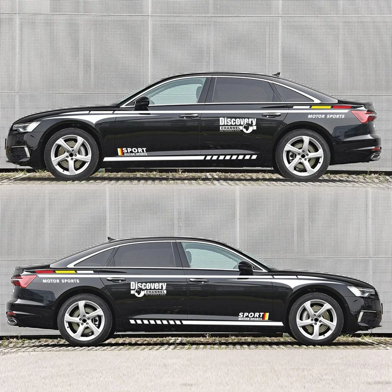 

2PCS Sport Stickers Car Door Side Skirt Sticker Stripes Sticker for Toyota Highlander Prado Auto