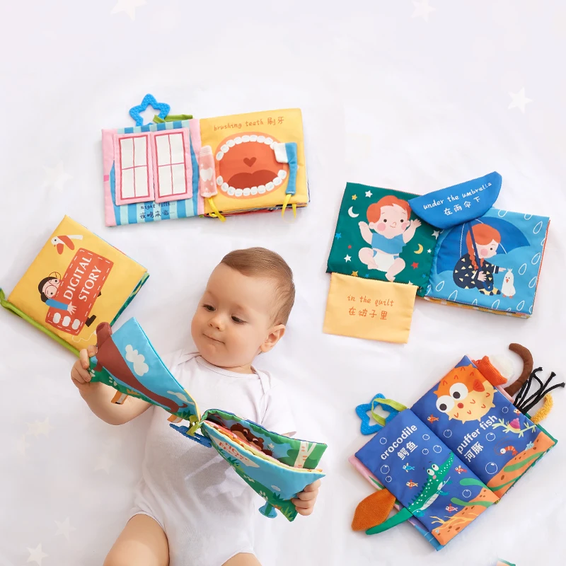 

BabyGo детская тканевая книга Обучающие Игрушки для раннего развития с спрятанием и поиском Детей 3D мягкая ткань развивающие книги подарки