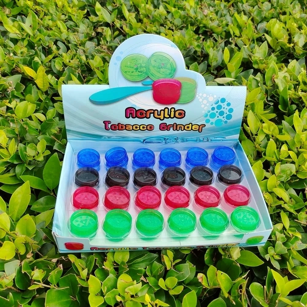 48 шт./лот мини-пластиковая травяная мельница 30 мм 2 слоя с зубами акулы