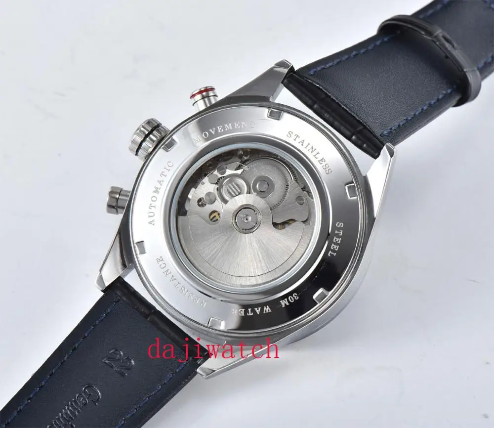 44 мм Corgeut черный циферблат лучший бренд класса люкс из нержавеющей стали чехол