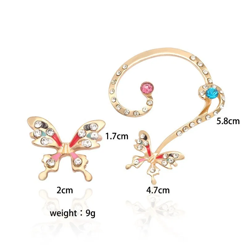 

Fashionable New Boho Style Female Earrings Animal Butterfly Inlaid Rhinestone Ear Clip Elegant Temperament Girl Jewelry Gift Hot