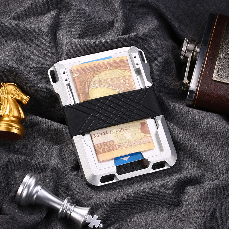Держатель для карт DIENQI Rfid мужские бумажники из кожи и металла умный тонкий мини