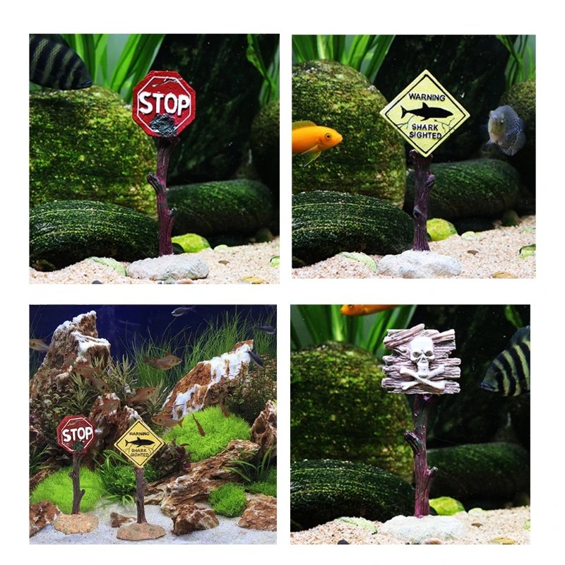 

Shark Warning Signs Funny Aquarium Landscape Ornaments Crafts Aquarium Decorations Small Fish Tank Decorations Fish Hiding Place