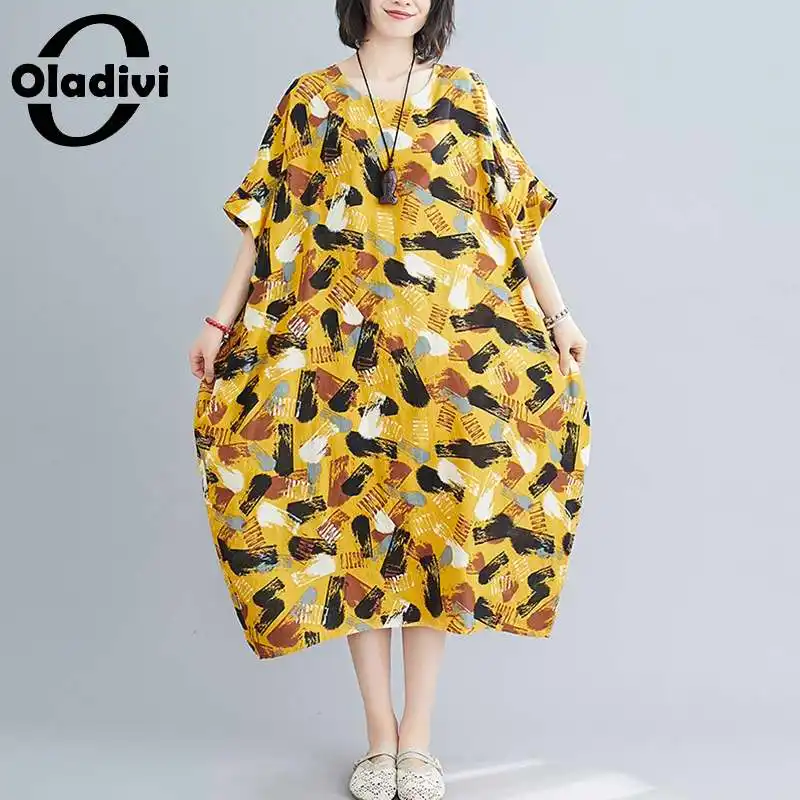 

Oladivi, Одежда большого размера, модное Макси-Платье с принтом в стиле бохо, женская летняя пляжная одежда, богемное платье, туника, женское пла...