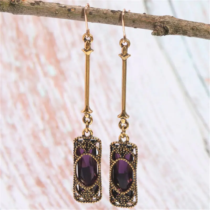 Женские Новые висячие серьги с фиолетовым павлином и зеленым камнем подвеска