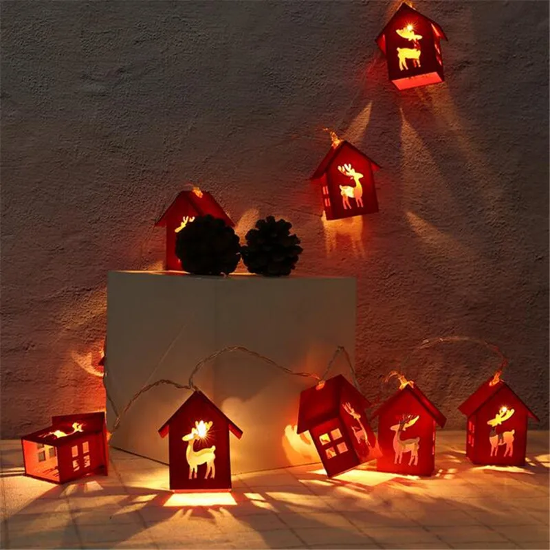 Рождественская деревянная гирлянда с домиками рождественские гирлянды