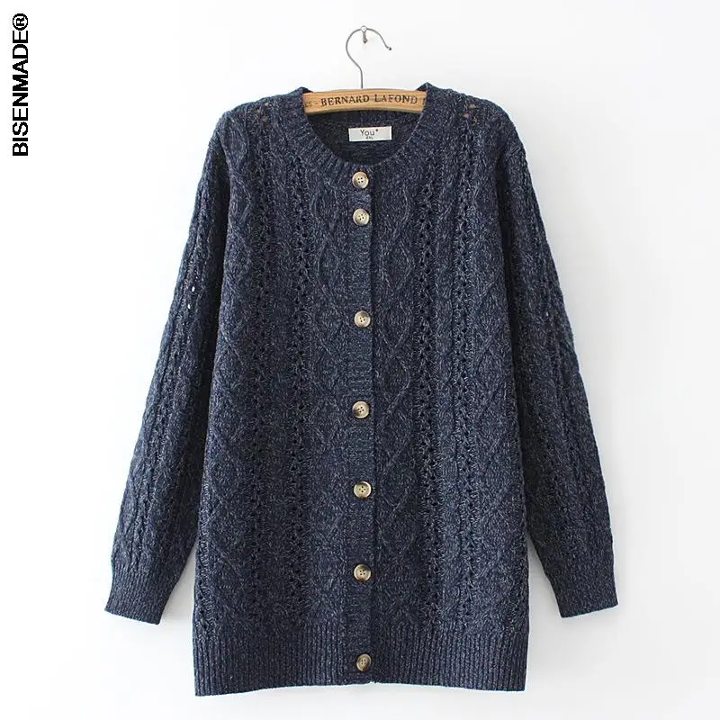 Осенне-зимний кардиган свободного покроя с круглым вырезом и длинным рукавом