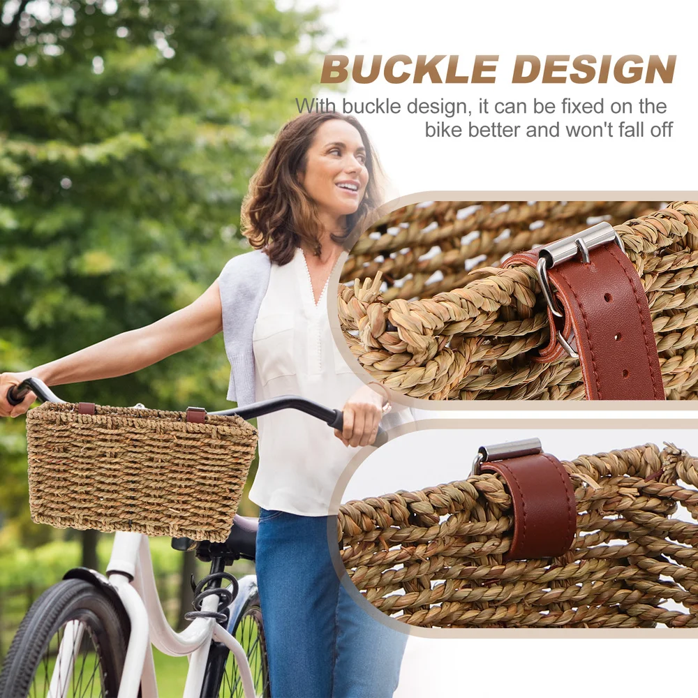 

1pc Bike Weaving Basket Exquisite Bike Front Storage Basket Bike Accessory