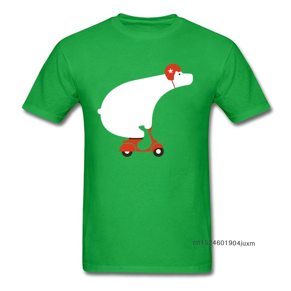 Мужская забавная футболка Polar Bear On Scooter хлопковая Футболка с круглым вырезом и