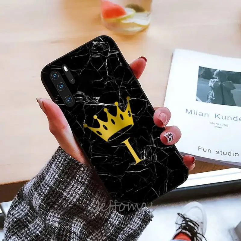 

Black marble letters Phone Cases For Huawei P9 P10 P20 P30 Pro Lite smart Mate 10 Lite 20 Y5 Y6 Y7 2018 2019