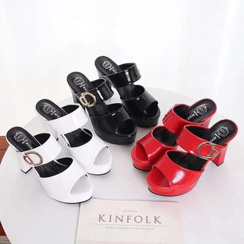 

2021 Summer Women Shoes Sexy Ladies High Heels Woman Square Heels Sandals Summer Ladies Shoes Women Sandals Thick Heel 11cm