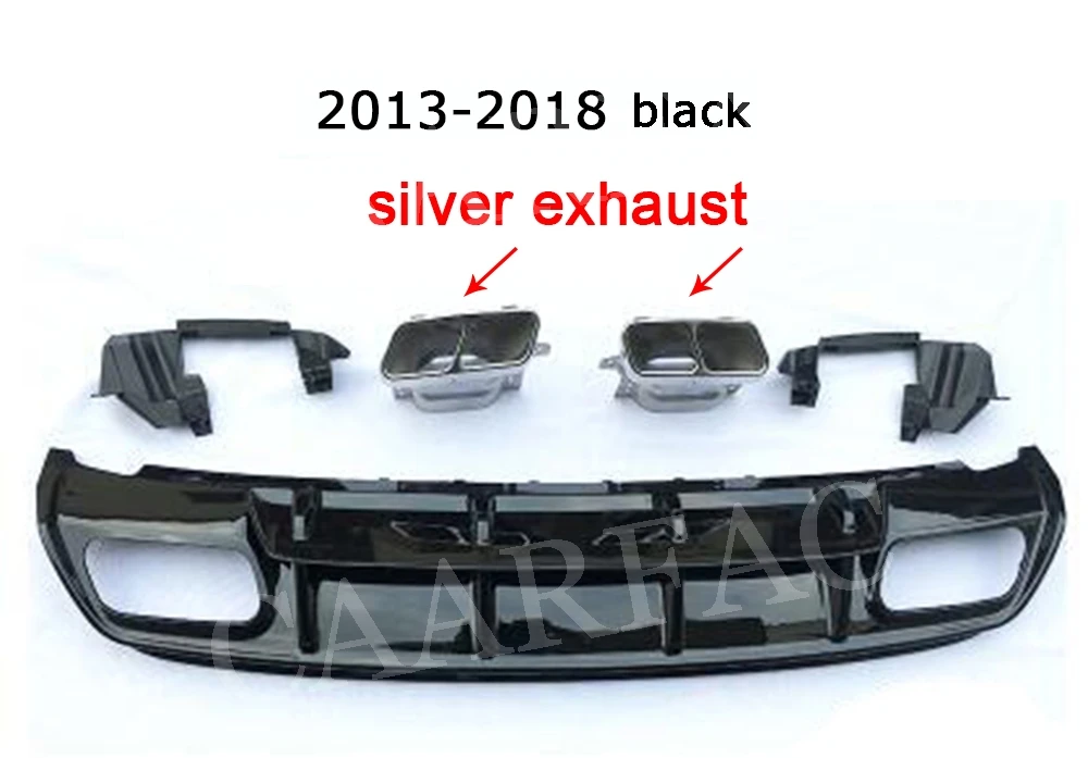 Silver Tips 13-18 B Класс PP Диффузор, губа на задний бампер с выхлопными наконечниками 4 выхода для Mercedes Benz W176 A180 A200 A45 AMG 2013 - Цвет: Silver Tips 13-18 B