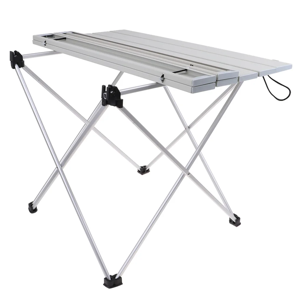Gray 56.5x40.5x41cm Открытый алюминиевый складной стол для пикника, кемпинга, Сверхлегкий компактный размер с сумкой для хранения для рыбалки на заднем дворе - Цвет: Gray 56.5x40.5x41cm