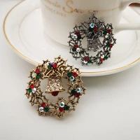 new full rhinestones christmas garland bell brooch silver gold color brooches women men fashion jewelry gift