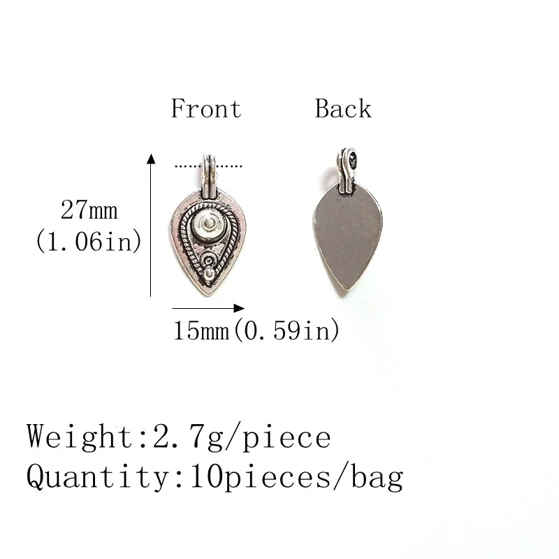 Подвеска в виде капли воды из цинкового сплава 27 х15 мм 10 шт.|charm pendant|zinc alloycharm pendant diy